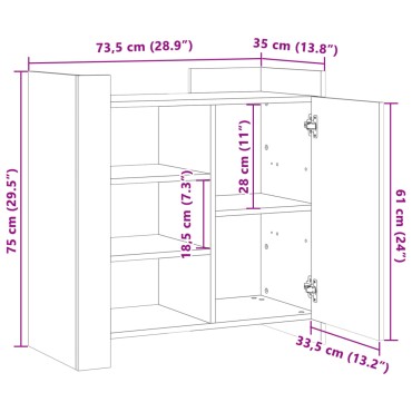 vidaXL Μπουφές Καπνιστή Δρυς 73,5x35x75cm Επεξεργασμένο Ξύλο 1 τεμ.