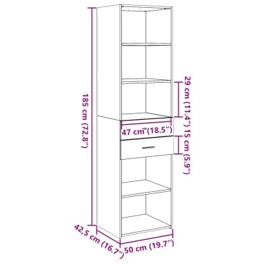 vidaXL Ντουλάπι Γκρι Sonoma 50x42,5x185cm από Επεξεργασμένο Ξύλο 1 τεμ.