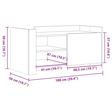 vidaXL Τραπεζάκι Σαλονιού Γκρι Σκυροδ. 100x50x50cm Επεξεργασμένο Ξύλο 1 τεμ.