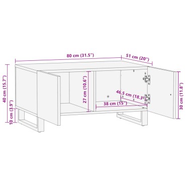 vidaXL Τραπεζάκι Σαλονιού Καφέ/Μαύρο 80x51x40cm Μασίφ Ξύλο Μάνγκο 1 τεμ.