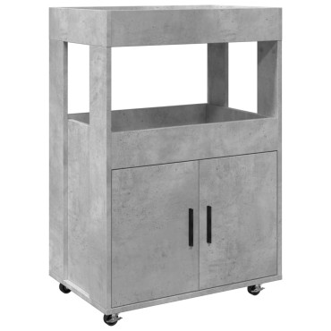 vidaXL Τρόλεϊ Μπαρ Γκρι Σκυροδέματος 60x39,5x89cm Επεξ. Ξύλο 1 τεμ.