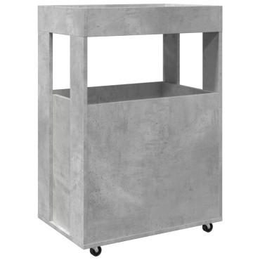 vidaXL Τρόλεϊ Μπαρ Γκρι Σκυροδέματος 60x39,5x89cm Επεξ. Ξύλο 1 τεμ.