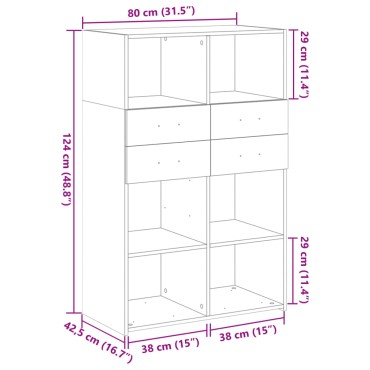 vidaXL Ντουλάπι Λευκό 80x42,5x124cm από Επεξεργασμένο Ξύλο 1 τεμ.