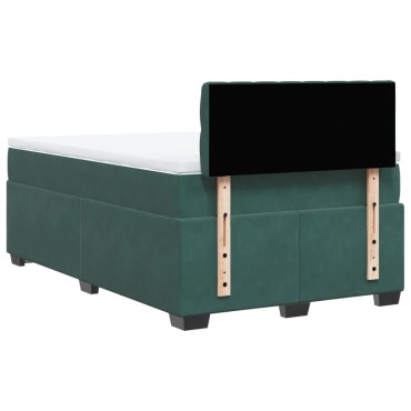 vidaXL Κρεβάτι Boxspring με Στρώμα Σκούρο Πράσινο 120x190εκ. Βελούδινο