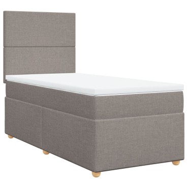 vidaXL Κρεβάτι Boxspring με Στρώμα Taupe 100x200cm Υφασμάτινο 1 τεμ. - Μονό