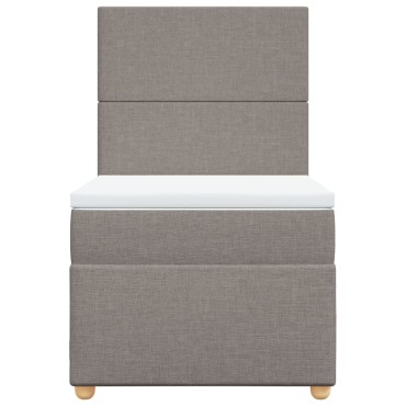 vidaXL Κρεβάτι Boxspring με Στρώμα Taupe 100x200cm Υφασμάτινο 1 τεμ. - Μονό