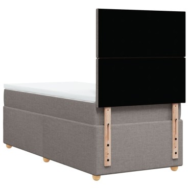 vidaXL Κρεβάτι Boxspring με Στρώμα Taupe 100x200cm Υφασμάτινο 1 τεμ. - Μονό