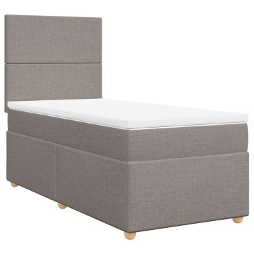 vidaXL Κρεβάτι Boxspring με Στρώμα Taupe 100x200cm Υφασμάτινο 1 τεμ. - Μονό