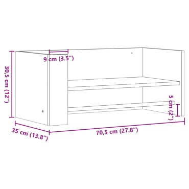vidaXL Ραφιέρα Τοίχου Καφέ Δρυς 70,5x35x30,5cm Επεξεργασμένο Ξύλο 1 τεμ.