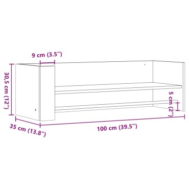 vidaXL Ραφιέρα Τοίχου Καπνιστή Δρυς 100x35x30,5cm Επεξεργασμένο Ξύλο 1 τεμ.