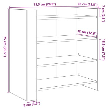 vidaXL Ντουλάπι Γκρι Sonoma 73,5x35x75cm από Επεξεργασμένο Ξύλο 1 τεμ.