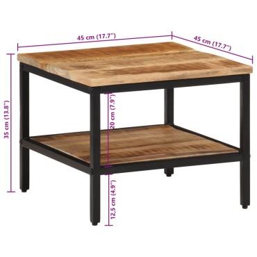 vidaXL Τραπεζάκι Σαλονιού 45x45x35cm από Μασίφ Ξύλο Μάνγκο 1 τεμ.
