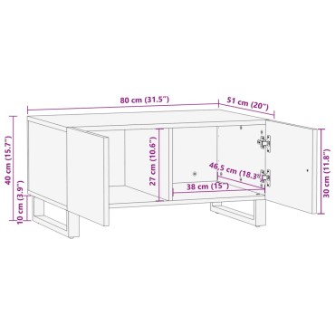 vidaXL Τραπεζάκι Σαλονιού Λευκό 80x51x40cm από Μασίφ Ξύλο Μάνγκο 1 τεμ.
