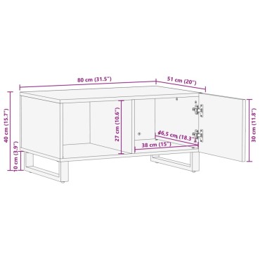vidaXL Τραπεζάκι Σαλονιού Καφέ/Μαύρο 80x51x40cm Μασίφ Ξύλο Μάνγκο 1 τεμ.