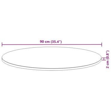 vidaXL Επιφάνεια Τραπεζιού Στρογγυλή 90x2cm από Μασίφ Ξύλο Ακακίας 1 τεμ.