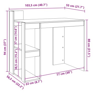 vidaXL Γραφείο Καπνιστή Δρυς 103,5x56,5x94cm από Επεξεργασμένο Ξύλο 1 τεμ.
