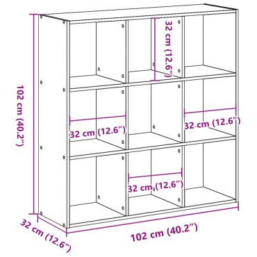 vidaXL Βιβλιοθήκη Καφέ Δρυς 102x32x102cm από Επεξεργασμένο Ξύλο 1 τεμ.