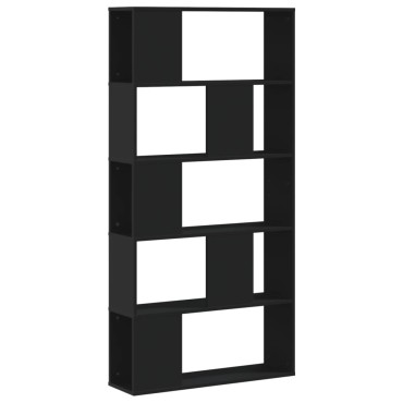 vidaXL Βιβλιοθήκη 5 Επιπέδων Μαύρη 80,5x23,5x162,5cm Επεξεργ. Ξύλο 1 τεμ.