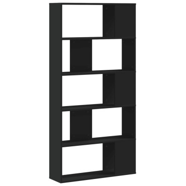 vidaXL Βιβλιοθήκη 5 Επιπέδων Μαύρη 80,5x23,5x162,5cm Επεξεργ. Ξύλο 1 τεμ.