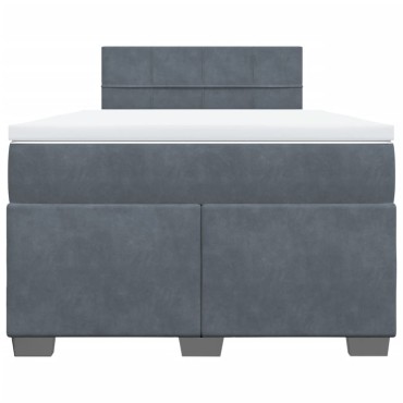 vidaXL Κρεβάτι Boxspring με Στρώμα Σκούρο Γκρι 120x200 εκ. Βελούδινο