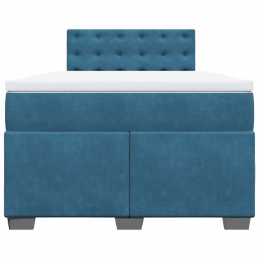 vidaXL Κρεβάτι Boxspring με Στρώμα Σκούρο Μπλε 120x190 εκ. Βελούδινο