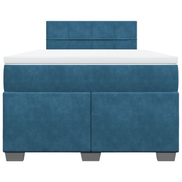 vidaXL Κρεβάτι Boxspring με Στρώμα Σκούρο Μπλε 120x190 εκ. Βελούδινο