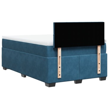 vidaXL Κρεβάτι Boxspring με Στρώμα Σκούρο Μπλε 120x190 εκ. Βελούδινο