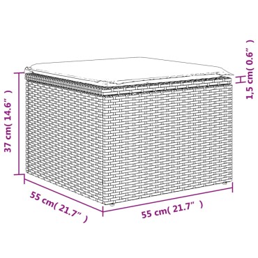 vidaXL Υποπόδιο Κήπου Αν.Γκρι 55x55x37cm Συνθετικό Ρατάν με Μαξιλάρι 1 τεμ.