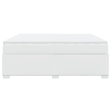 vidaXL Κρεβάτι Boxspring με Στρώμα Λευκό 180x200 εκ. Συνθετικό Δέρμα