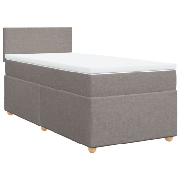vidaXL Κρεβάτι Boxspring με Στρώμα Taupe 100x200cm Υφασμάτινο 1 τεμ. - Μονό