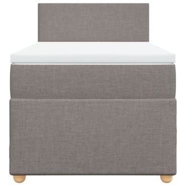 vidaXL Κρεβάτι Boxspring με Στρώμα Taupe 100x200cm Υφασμάτινο 1 τεμ. - Μονό