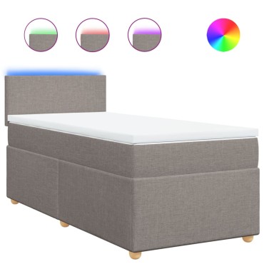 vidaXL Κρεβάτι Boxspring με Στρώμα Taupe 100x200cm Υφασμάτινο 1 τεμ. - Μονό