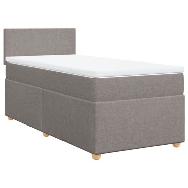 vidaXL Κρεβάτι Boxspring με Στρώμα Taupe 100x200cm Υφασμάτινο 1 τεμ. - Μονό