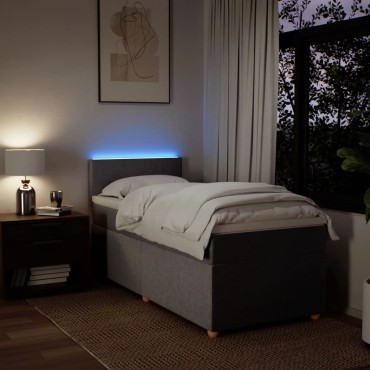 vidaXL Κρεβάτι Boxspring με Στρώμα Taupe 100x200cm Υφασμάτινο 1 τεμ. - Μονό