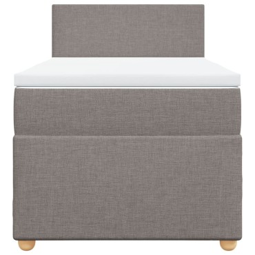 vidaXL Κρεβάτι Boxspring με Στρώμα Taupe 100x200cm Υφασμάτινο 1 τεμ. - Μονό