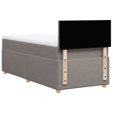 vidaXL Κρεβάτι Boxspring με Στρώμα Taupe 100x200cm Υφασμάτινο 1 τεμ. - Μονό