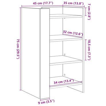 vidaXL Συρταριέρα Λευκή 45x35x75cm από Επεξεργασμένο Ξύλο 1 τεμ.