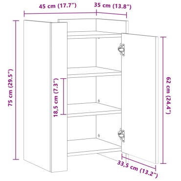 vidaXL Συρταριέρα Λευκή 45x35x75cm από Επεξεργασμένο Ξύλο 1 τεμ.