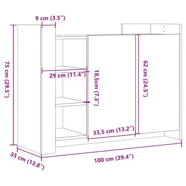 vidaXL Ντουλάπι Καπνιστή Δρυς 100x35x75cm από Επεξεργασμένο Ξύλο 1 τεμ.