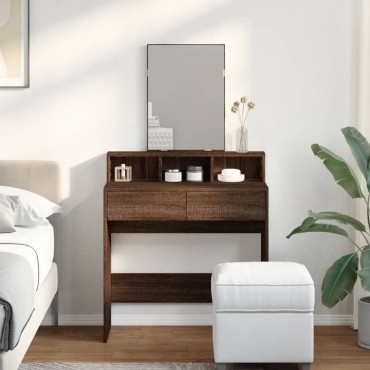 vidaXL Μπουντουάρ με Καθρέφτη Καφέ Δρυς 80x41x144,5cm 1 τεμ.