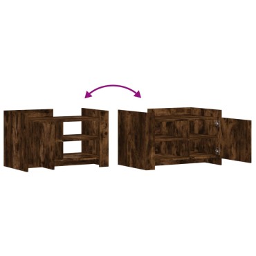 vidaXL Τραπεζάκι Σαλονιού Καπνιστή Δρυς 80x50x50cm Επεξεργ. Ξύλο 1 τεμ.