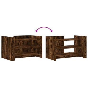 vidaXL Τραπεζάκι Σαλονιού Καπνιστή Δρυς 80x50x50cm Επεξεργ. Ξύλο 1 τεμ.