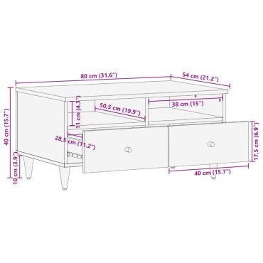 vidaXL Τραπεζάκι Σαλονιού 80x54x40cm από Μασίφ Ξύλο Μάνγκο 1 τεμ.
