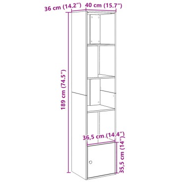 vidaXL Βιβλιοθήκη Γκρι Sonoma 40x36x189cm από Επεξεργ. Ξύλο 1 τεμ.