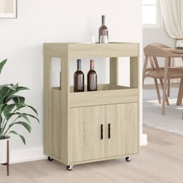 vidaXL Τρόλεϊ Μπαρ Sonoma Δρυς 60x39,5x89cm Επεξ. Ξύλο 1 τεμ.