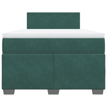 vidaXL Κρεβάτι Boxspring με Στρώμα Σκούρο Πράσινο 120x200εκ. Βελούδινο
