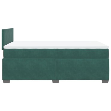 vidaXL Κρεβάτι Boxspring με Στρώμα Σκούρο Πράσινο 120x200εκ. Βελούδινο