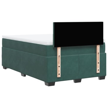 vidaXL Κρεβάτι Boxspring με Στρώμα Σκούρο Πράσινο 120x200εκ. Βελούδινο
