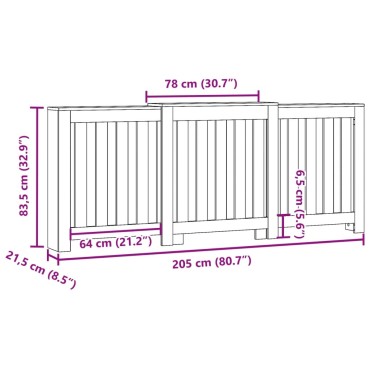 vidaXL Κάλυμμα Καλοριφέρ Λευκό 205x21,5x83,5εκ. από Επεξεργασμένο Ξύλο