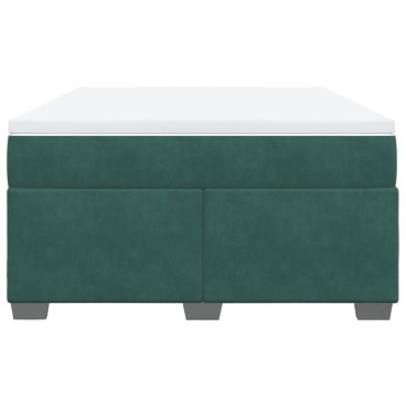 vidaXL Κρεβάτι Boxspring με Στρώμα Σκούρο Πράσινο 140x200εκ. Βελούδινο
